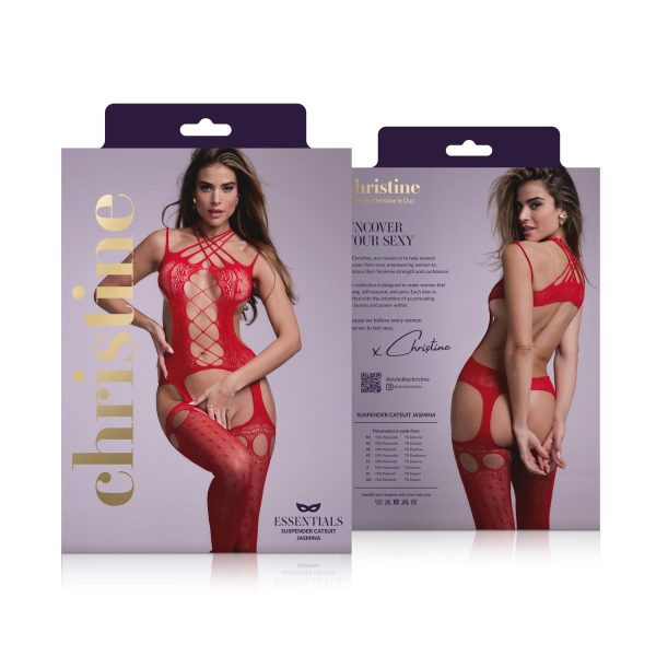 Suspender bodystocking Jasmina- crveni