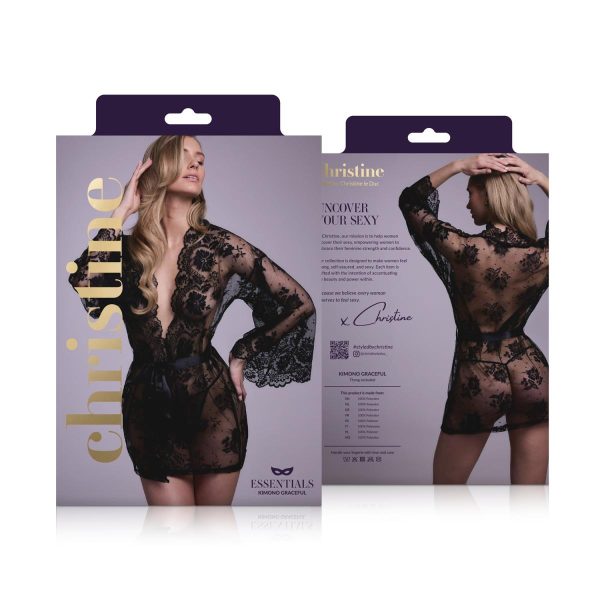 Čipkasti kimono crni S-M